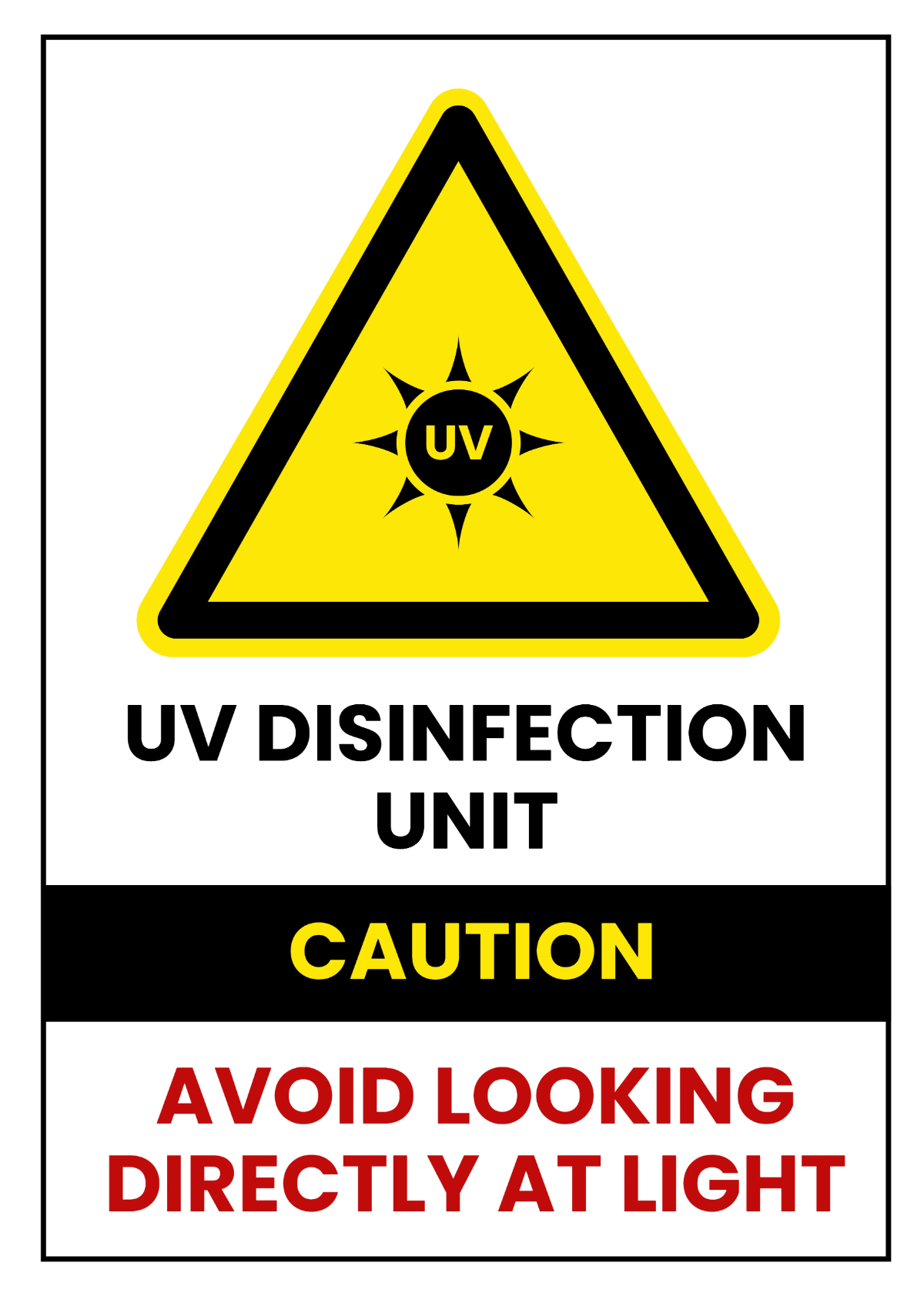 UV Disinfection Unit Water Utility Sign Template