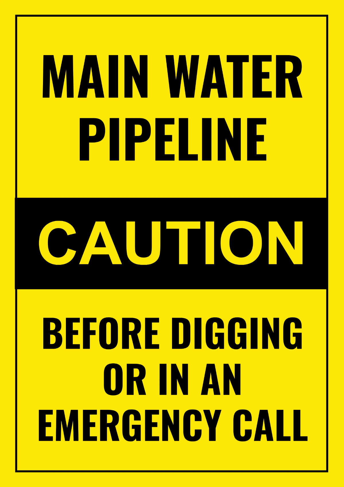 Main Pipeline Water Utility Sign Template