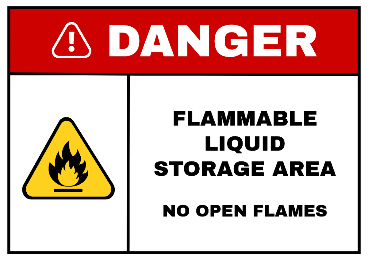 Flammable Liquid Storage Area Petroleum Sign Template
