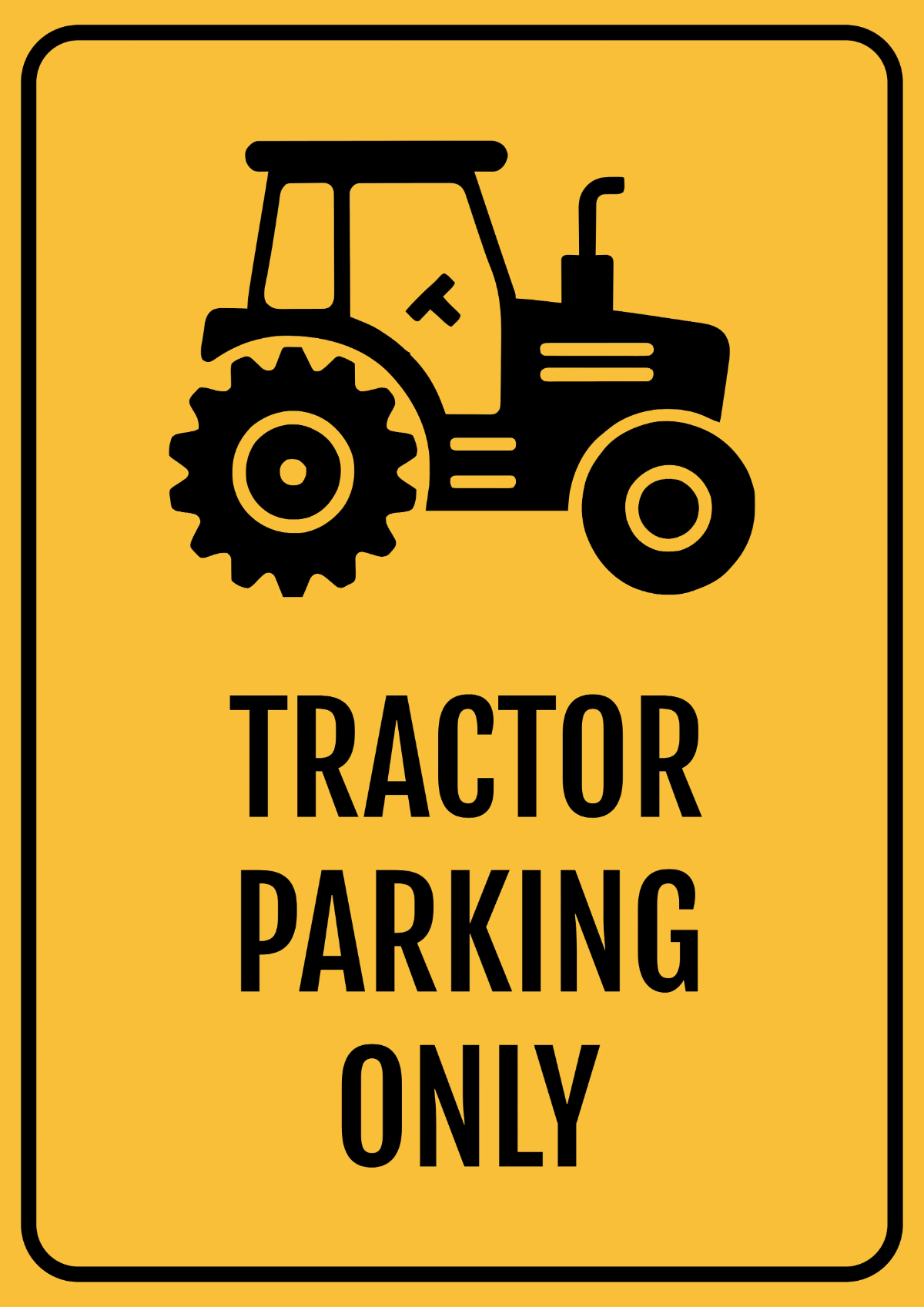 Tractor Parking Agriculture Sign Template