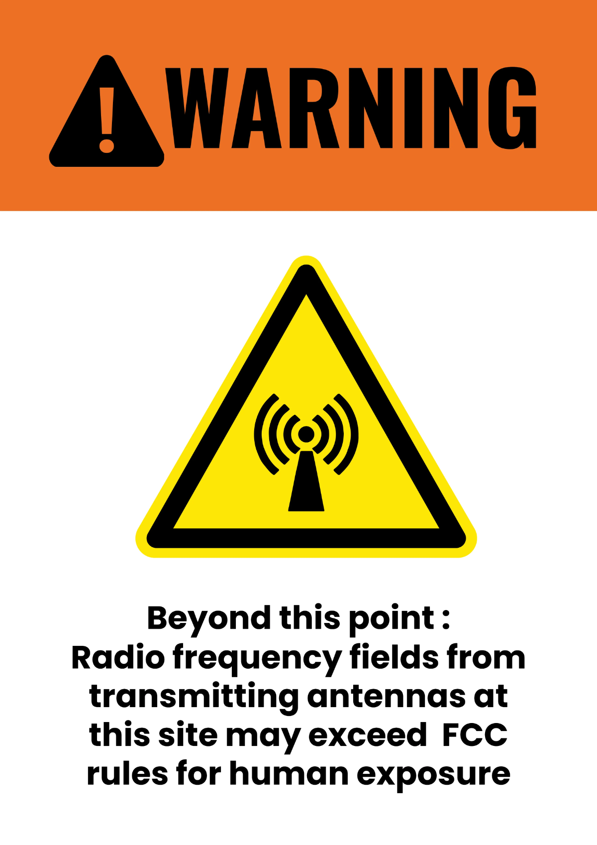 RF Hazard Telecom Sign Template