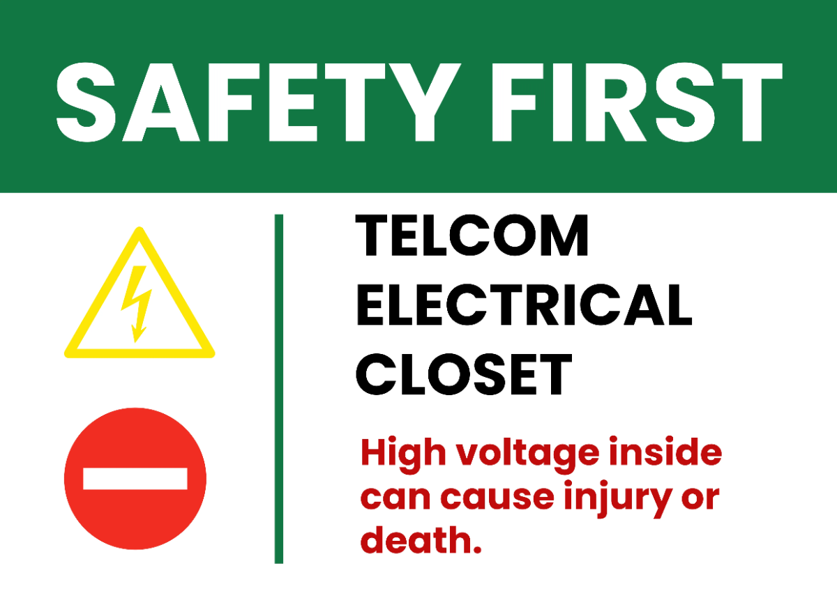 Electrical Closet Telecom Sign Template