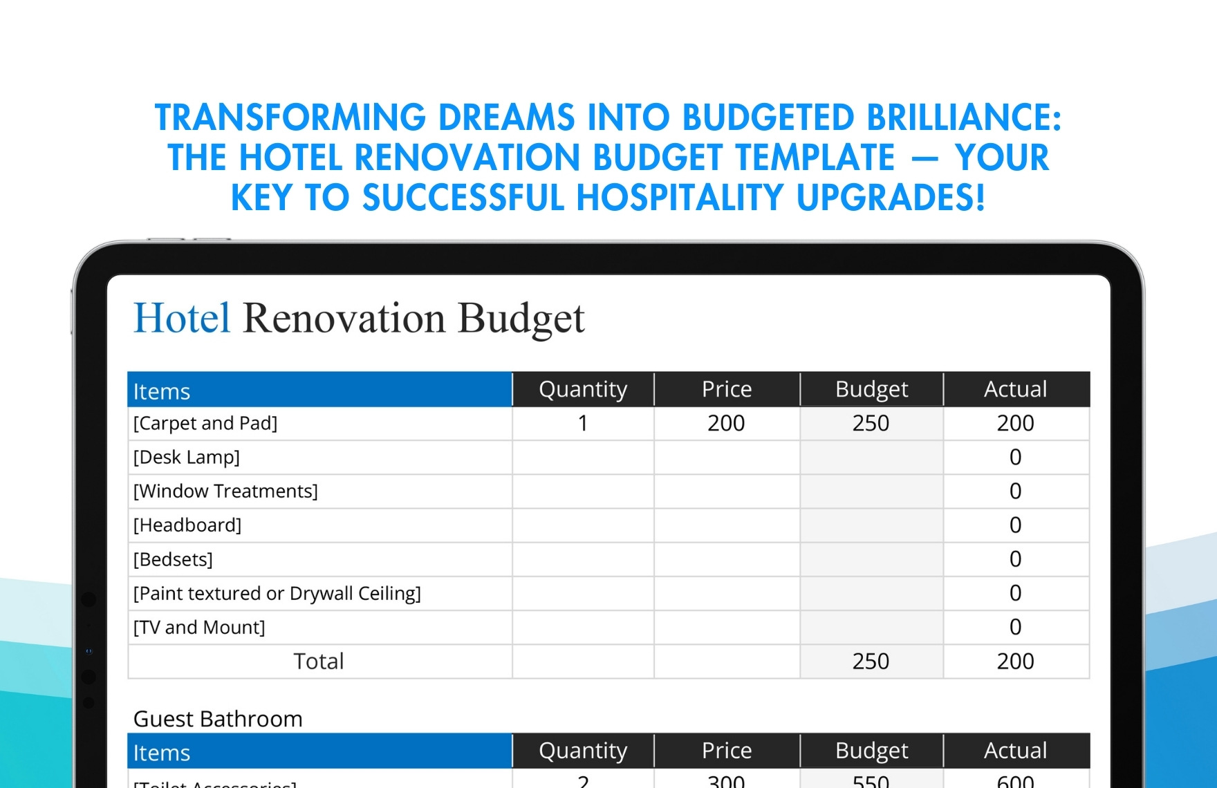Hotel Renovation Budget Template