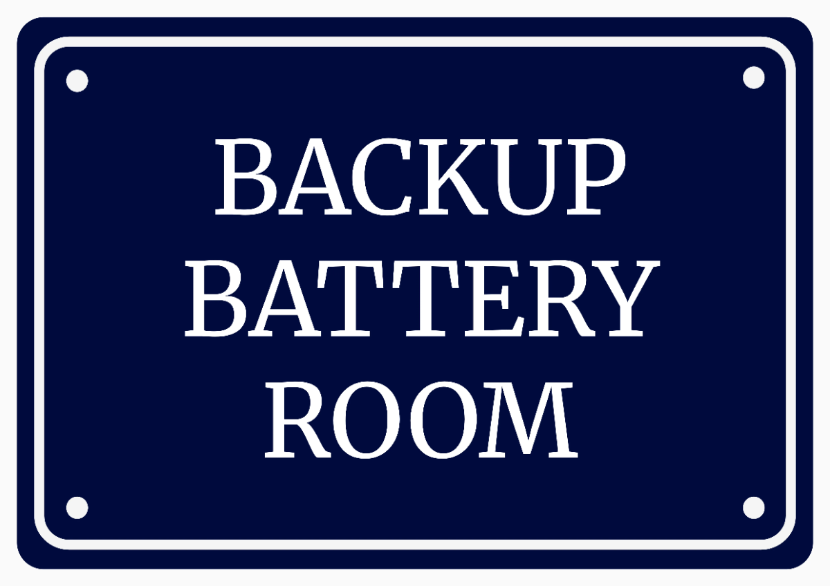 Backup Battery Room Telecom Sign Template