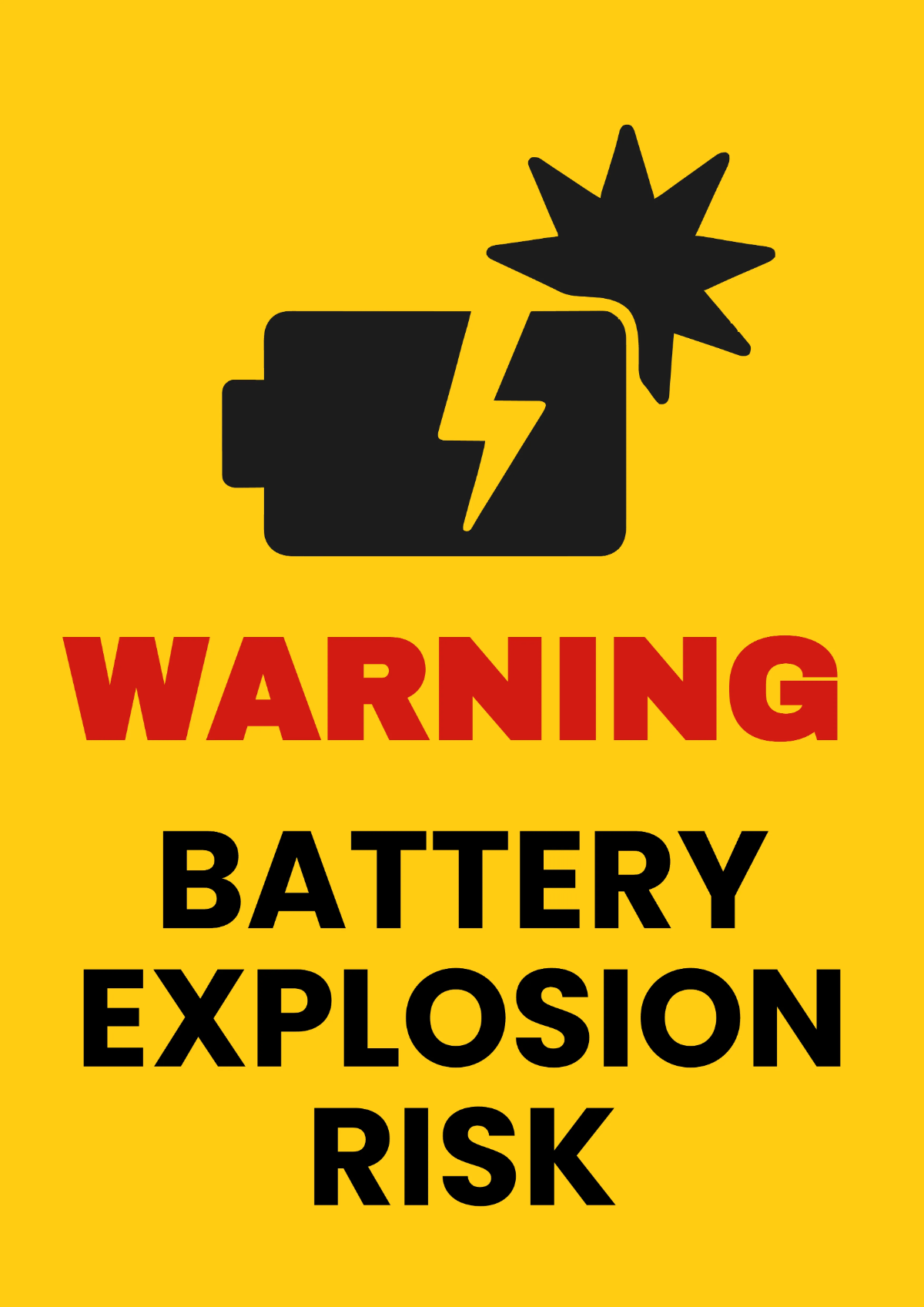 Free Battery Explosion Risk Telecom Sign Template to Edit Online