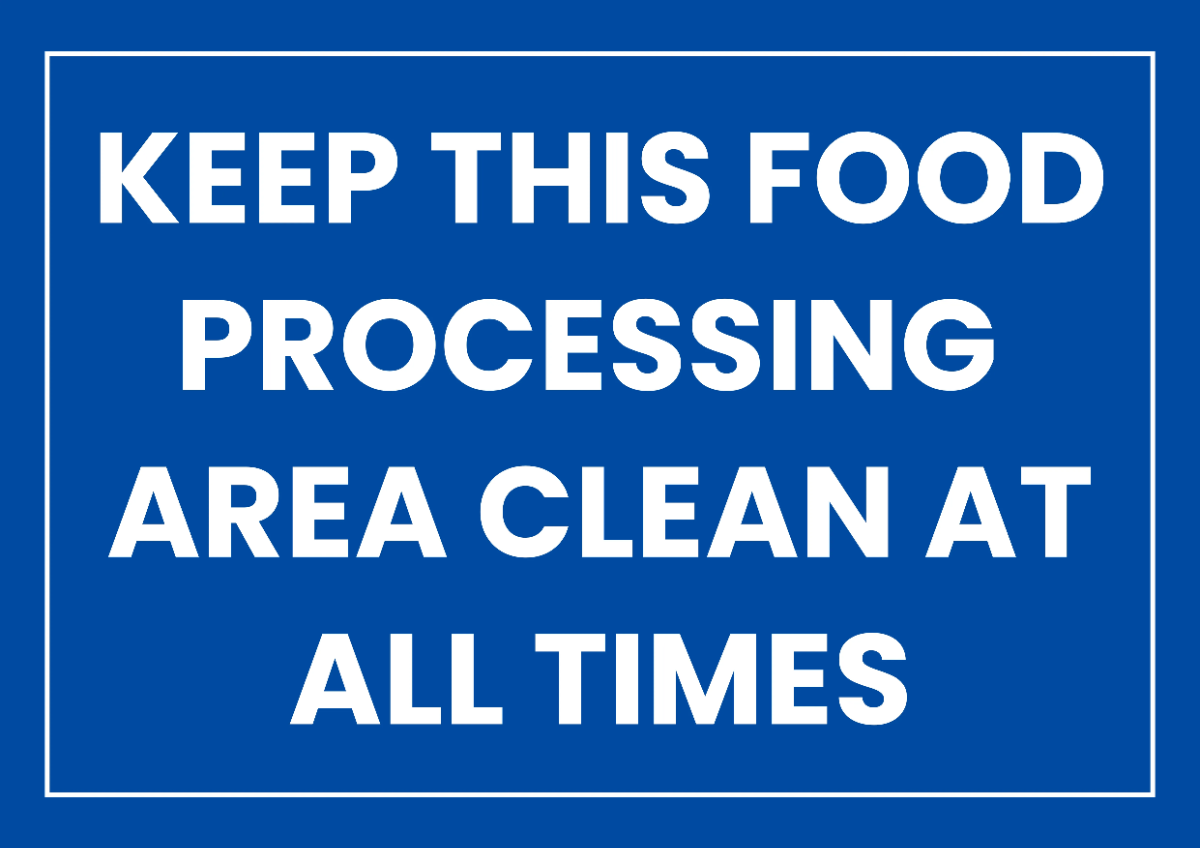 Free Clean Area Food Processing Sign Template to Edit Online