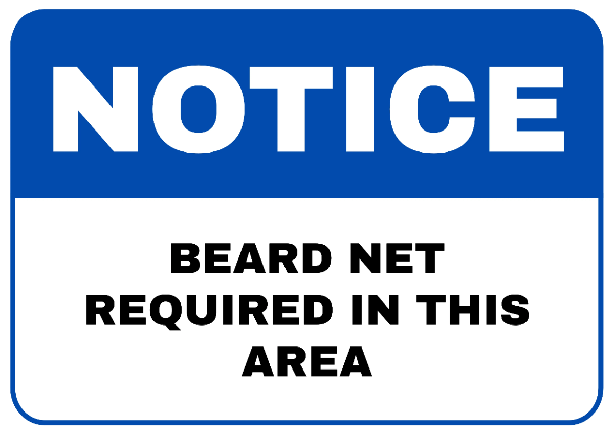Free Beard Net Required Food Processing Sign Template to Edit Online