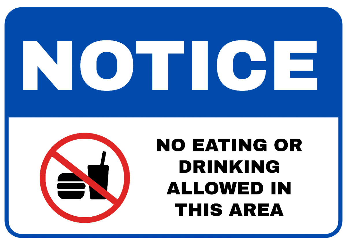 Free No Eating or Drinking Food Processing Sign Template to Edit Online