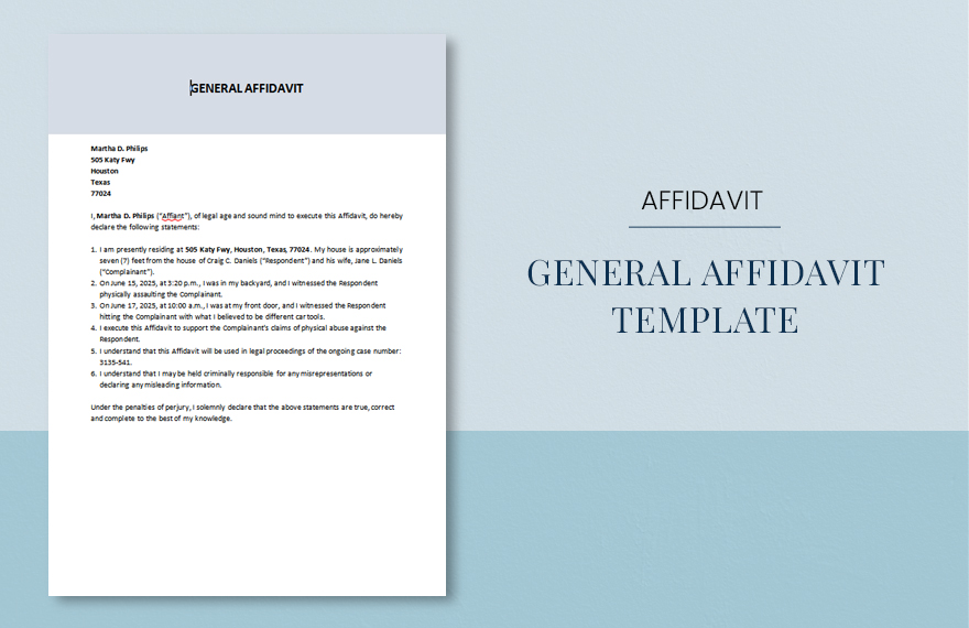 General Affidavit Template in Word, Google Docs - Download | Template.net