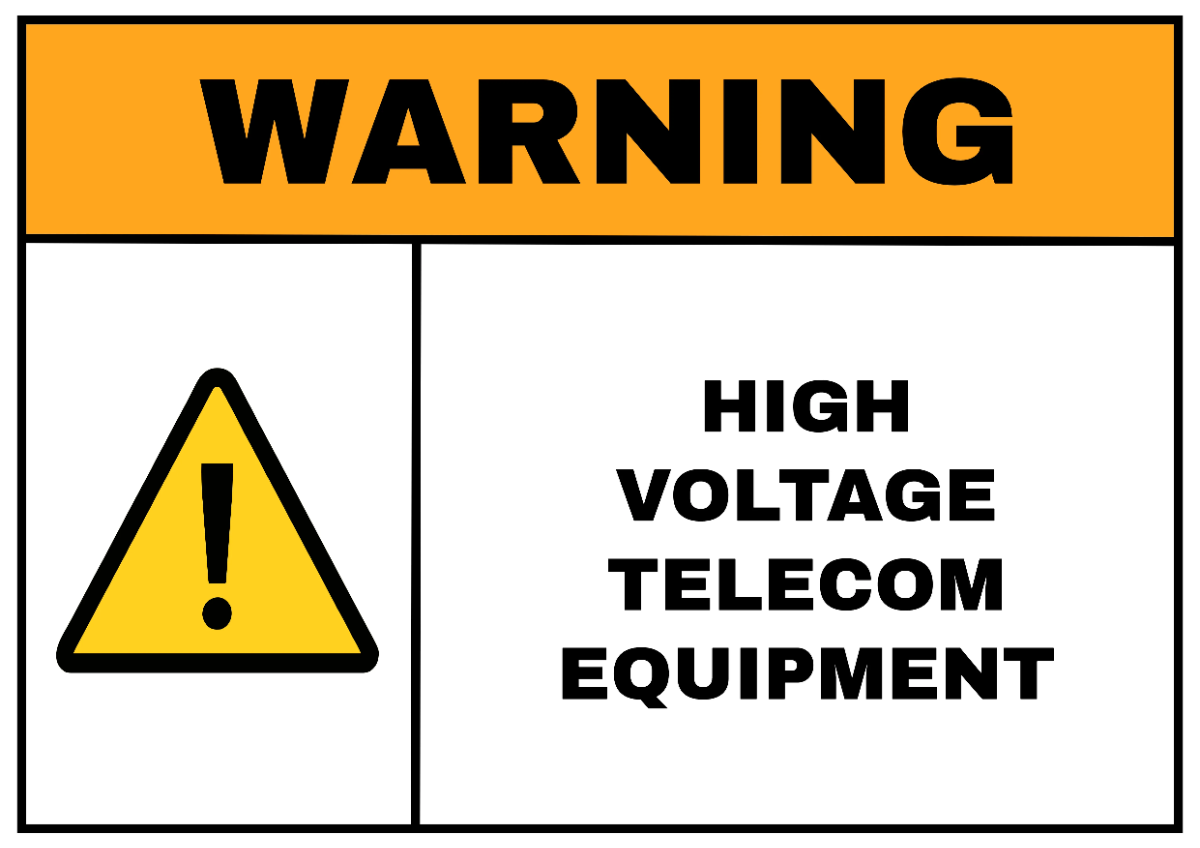 Free High Voltage Telecom Equipment Sign Template to Edit Online