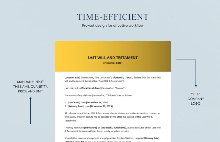 Last Will and Testament Form Template