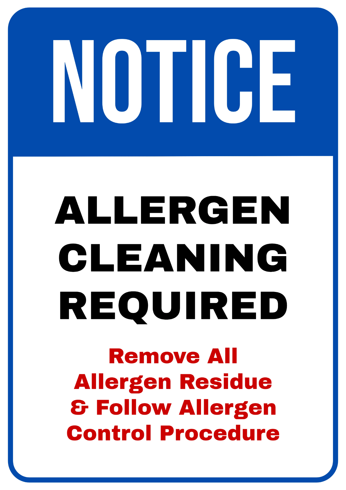 Free Allergen Cleaning Required Food Processing Sign Template to Edit Online