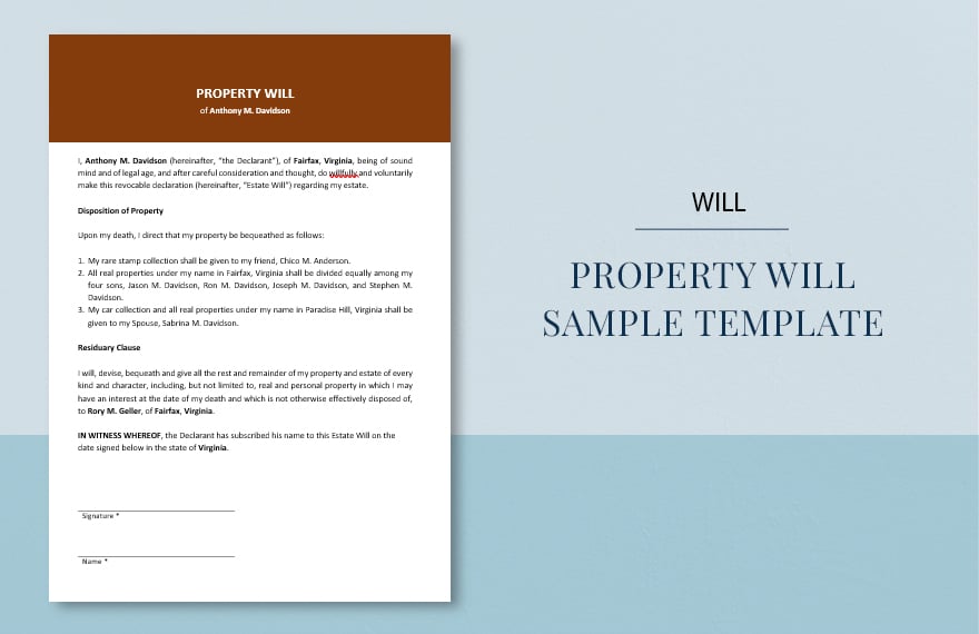 Property Will Sample Template