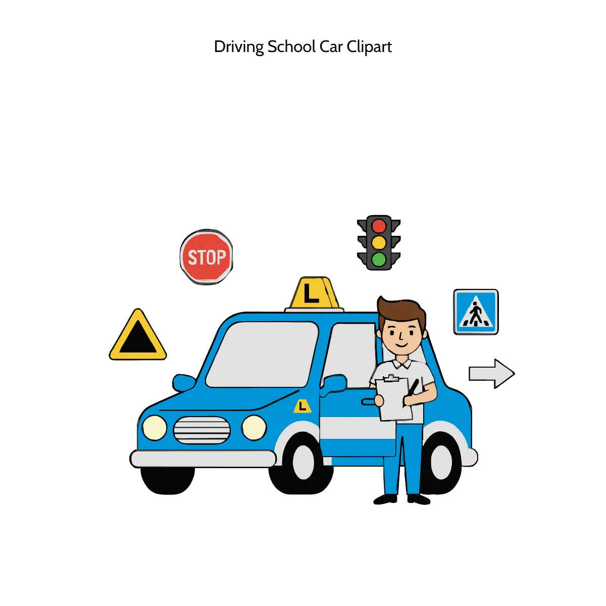 Free Driving School Car Clipart Template to Edit Online