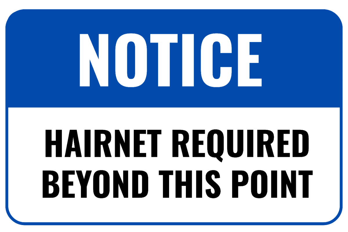 Free Hairnet Required Food Processing Sign Template to Edit Online