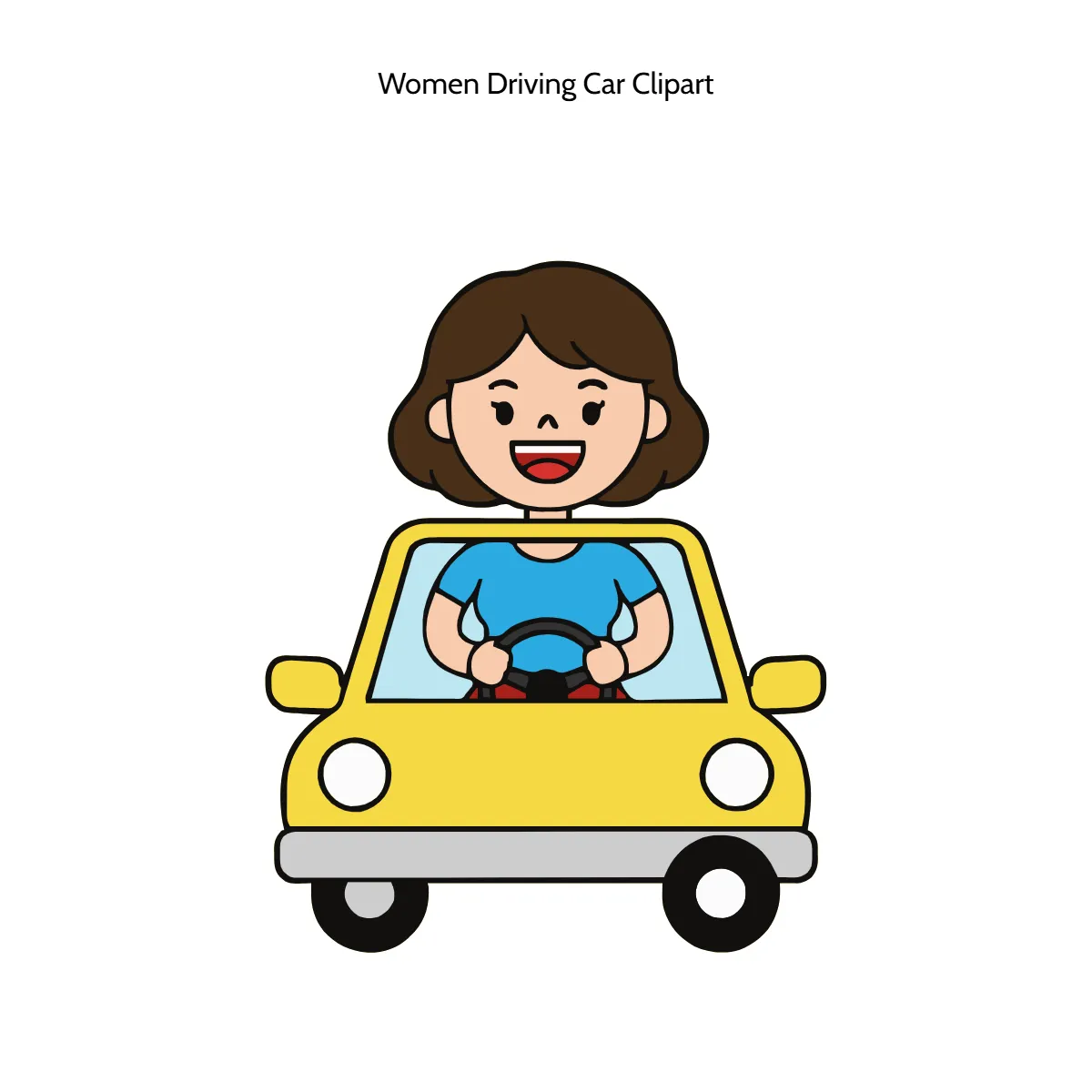 Free Women Driving Car Clipart Template to Edit Online