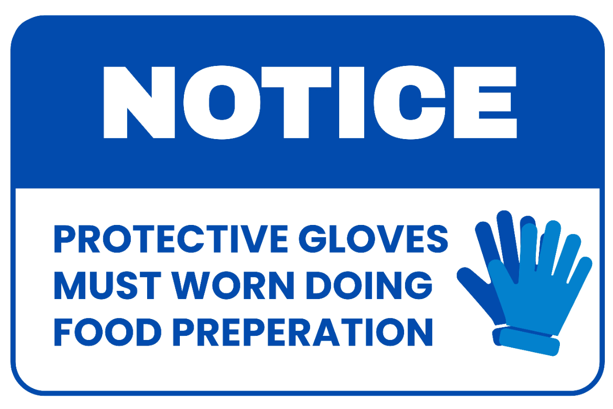Free Wear Protective Gloves Food Area Sign Template to Edit Online