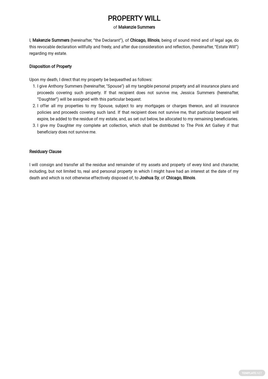 FREE Property Will Templates Available File Formats like Word (DOC