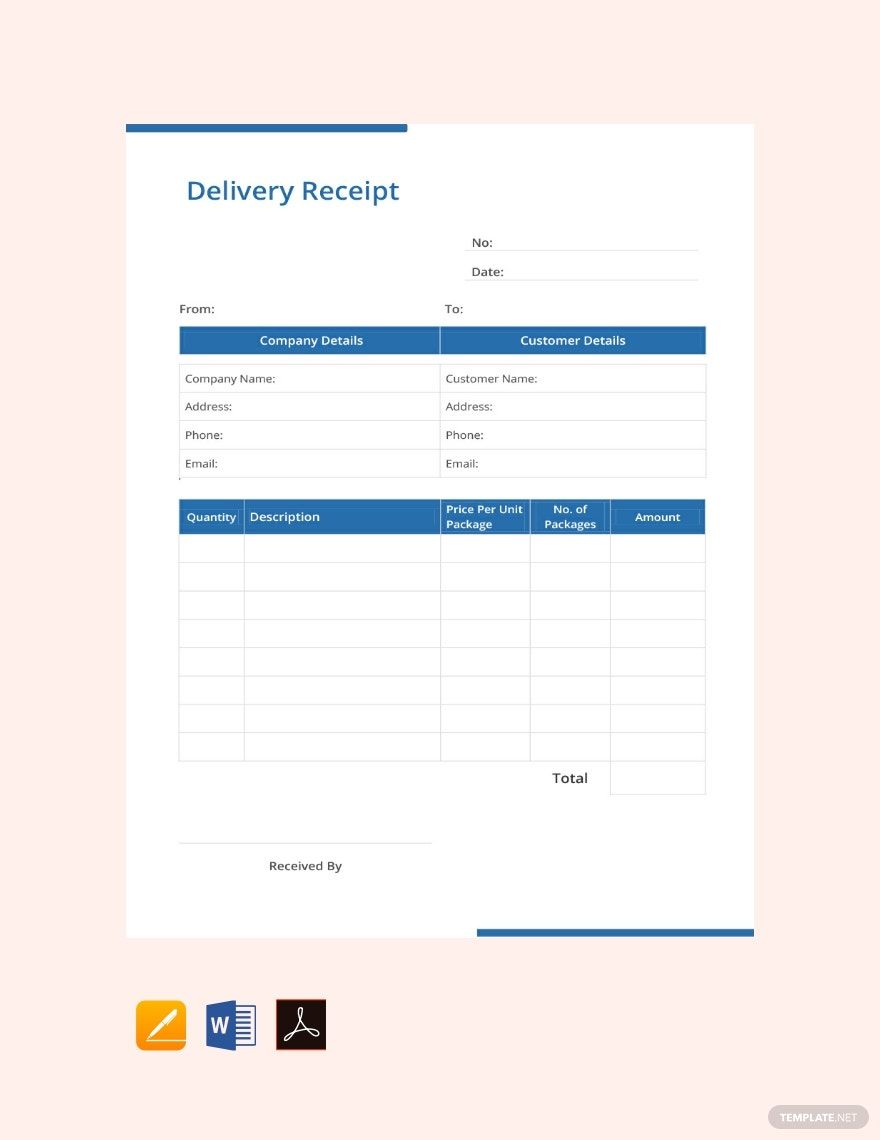 Free Simple Delivery Receipt Template Google Docs, Google Sheets