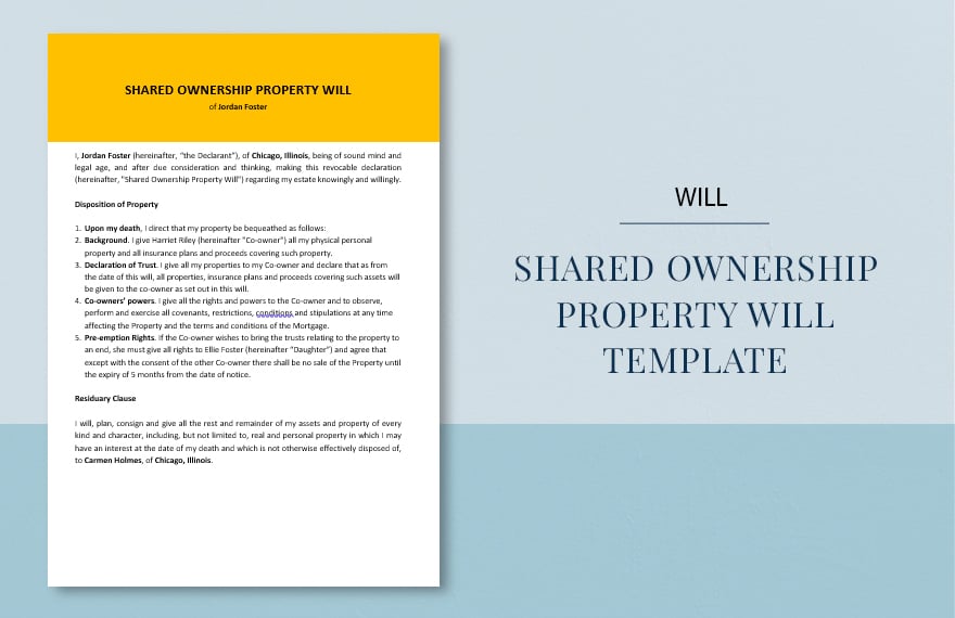 Shared Ownership Property Will Template