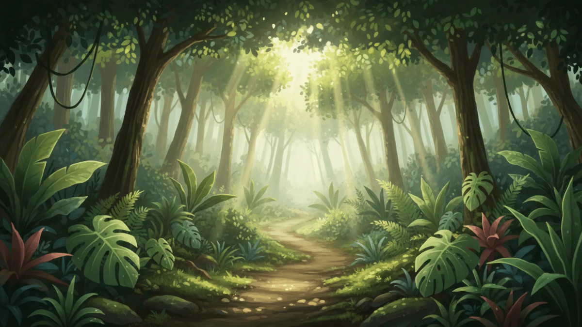 Free Sunlit Jungle Trail Nature Background Template to Edit Online