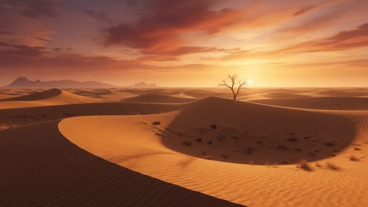 Free Desert Sand Dunes Sunset Landscape Background Template to Edit Online