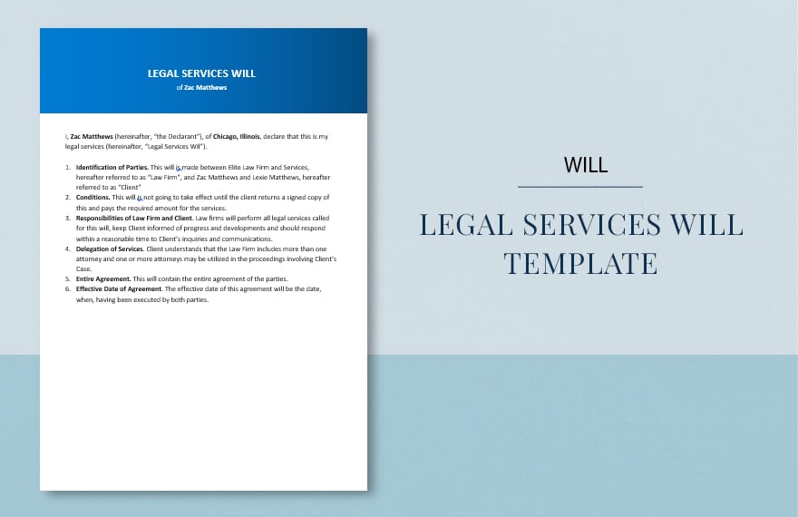 Legal Services Will Template