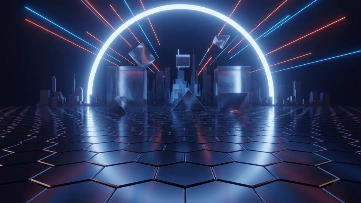 Free 3D Metallic Grid Floor Background Template to Edit Online