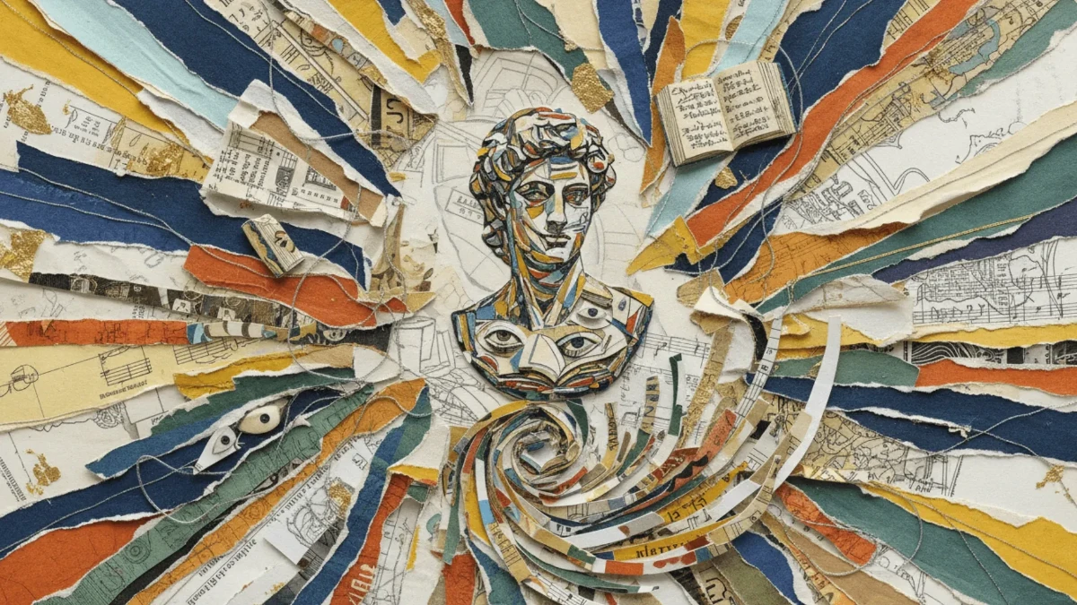 Free Handmade Paper Collage Art Background Template to Edit Online