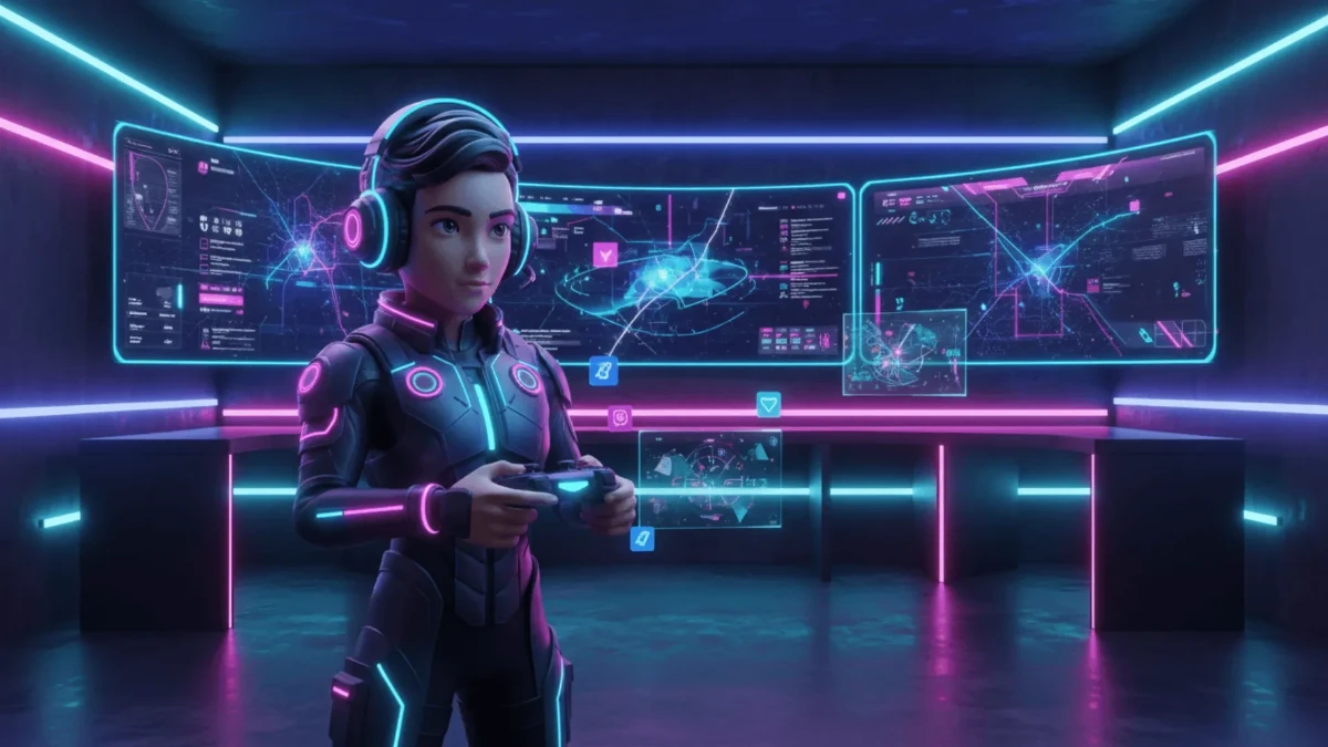 Free 3D Gamer Character Background Template to Edit Online