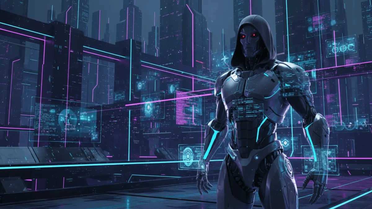 Free 3D Cyborg Background Template to Edit Online