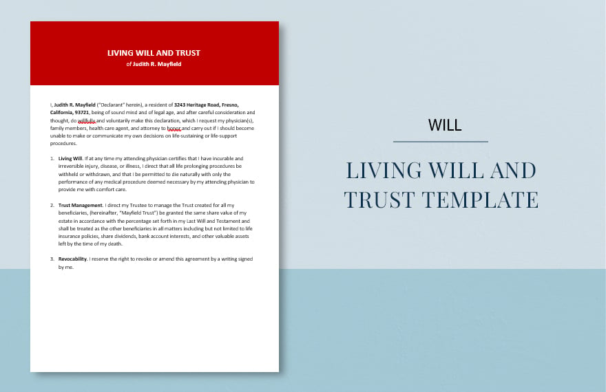 Living Will And Trust Template