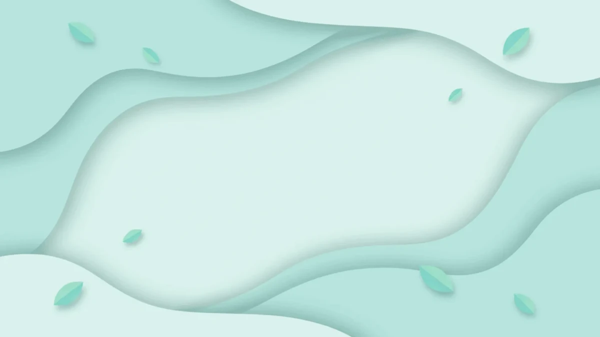 Free Pale Aqua Wave with Floating Leaf Elements Aesthetic Background Template to Edit Online