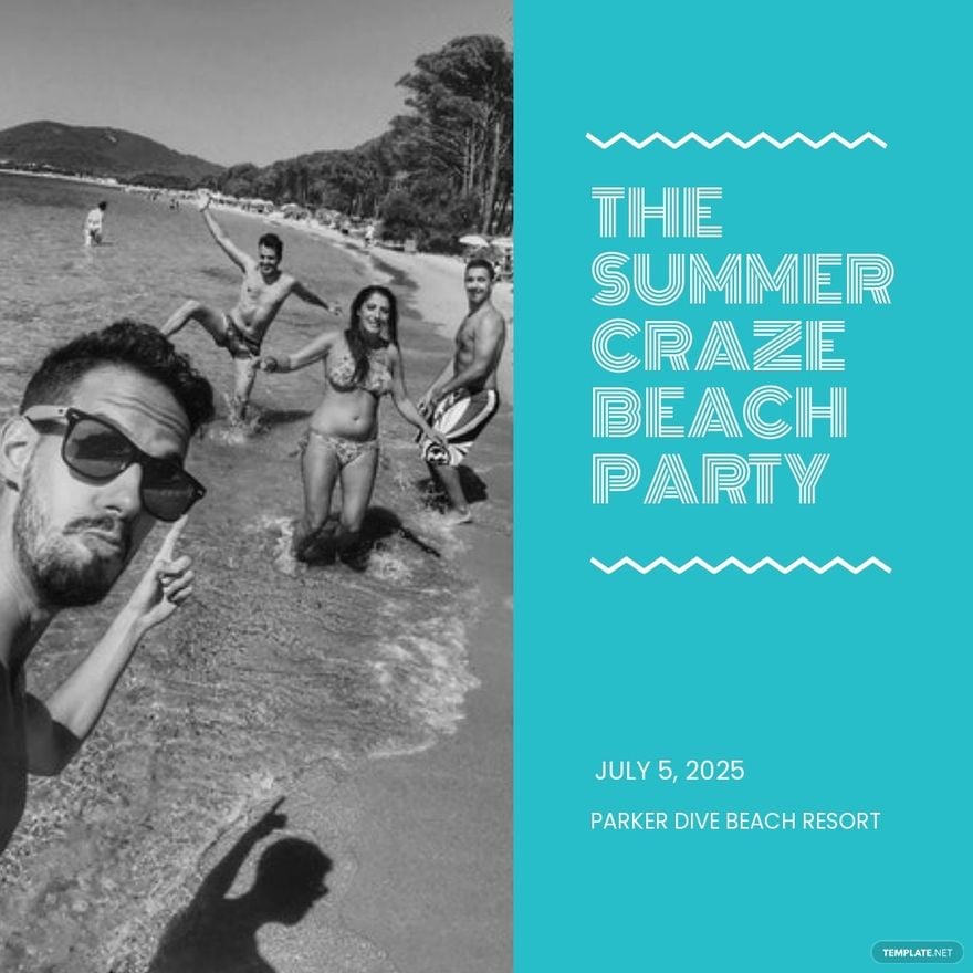 Beach Party Invitation Instagram Post Template
