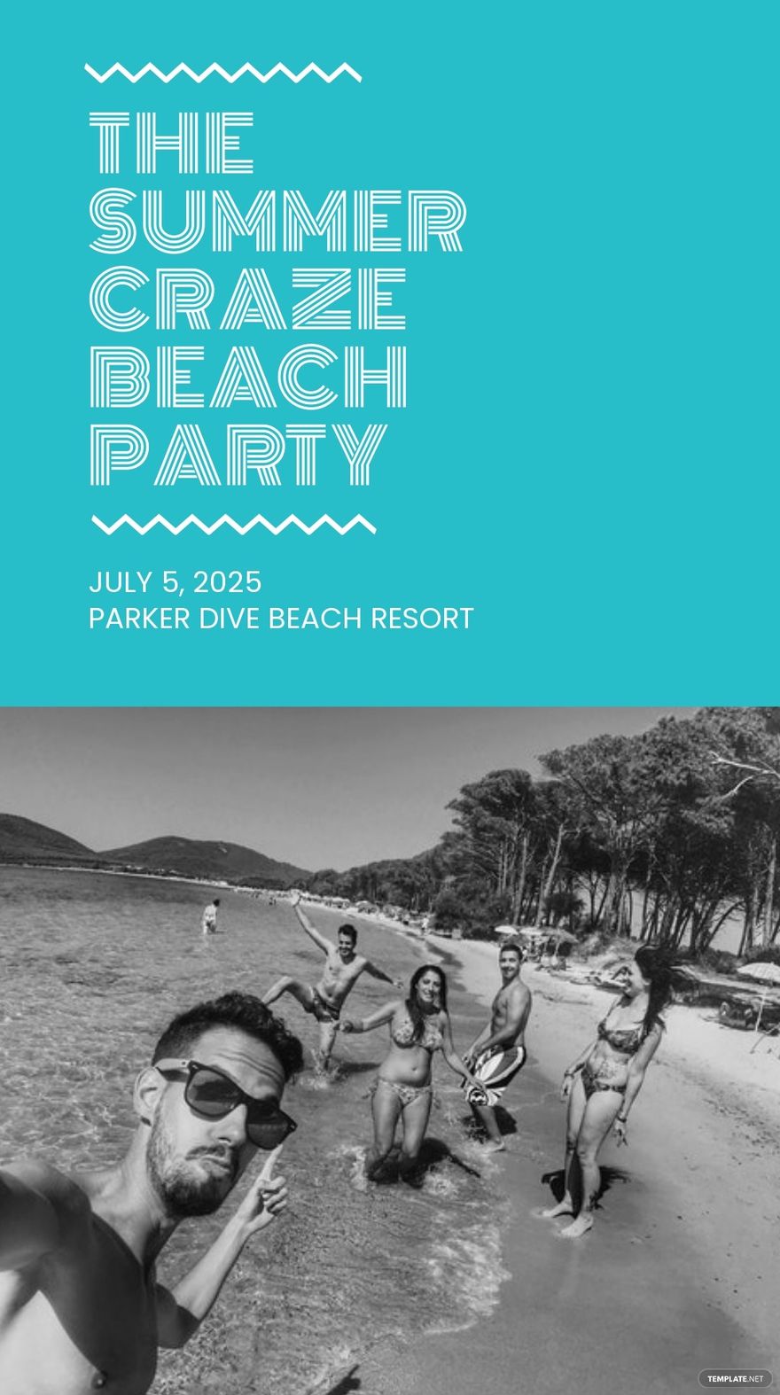 Beach Party Invitation Whatsapp Post Template