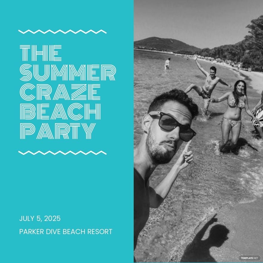 Beach Party Invitation Linkedin Post Template