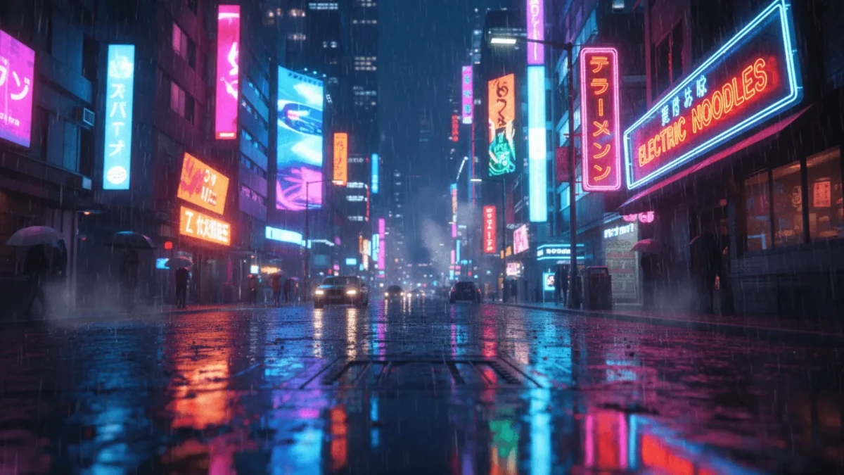 Free Neon Light Rainy Street Photography Background Template to Edit Online Free Neon Light Rainy Street Photography Background Template to Edit Online
