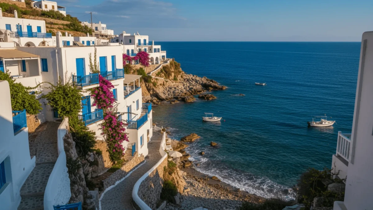 Free Coastal White Houses Blue Sea Photography Background Template to Edit Online Free Coastal White Houses Blue Sea Photography Background Template to Edit Online
