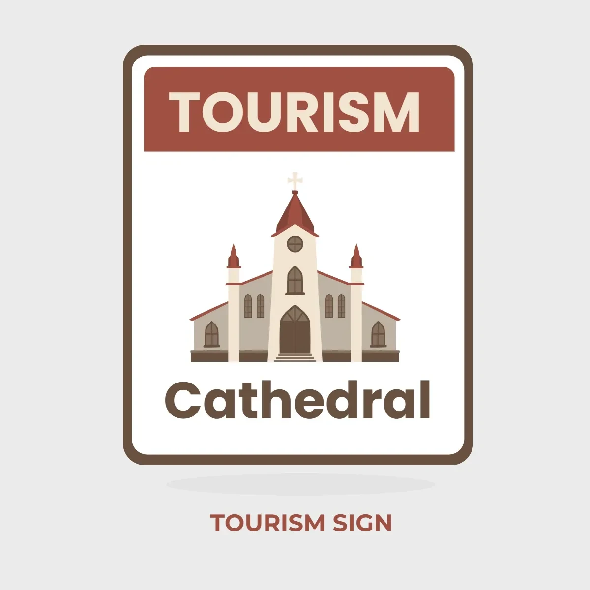 Free Tourism Cathedral Sign Clip Art Template to Edit Online