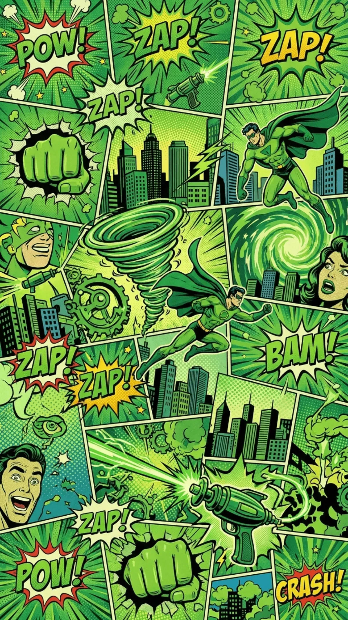 Free Green Pop Art Background Template to Edit Online