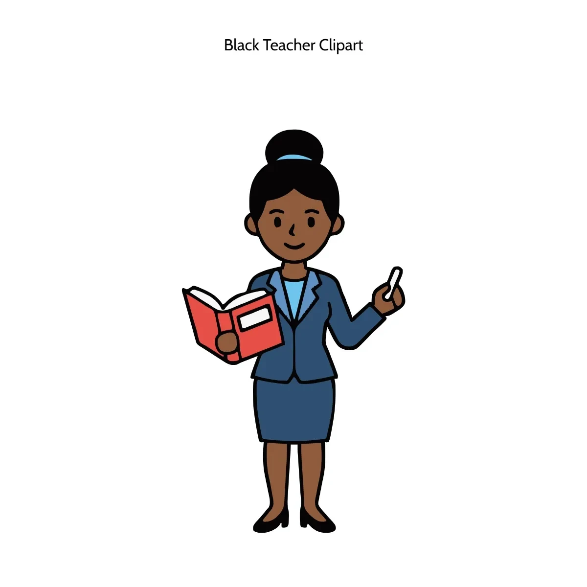 Free Black Teacher Clipart Template to Edit Online