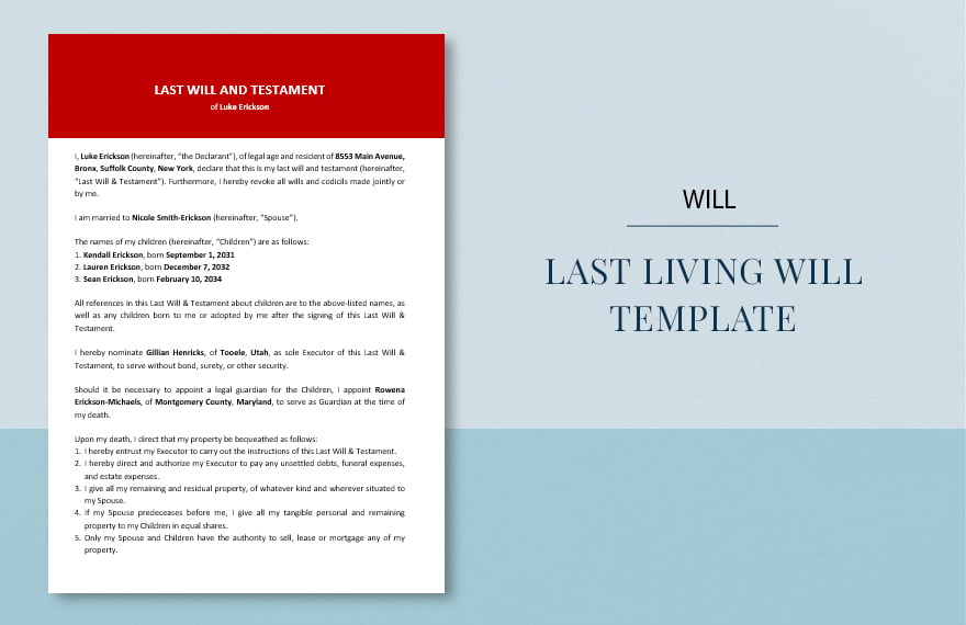 Last Living Will Template