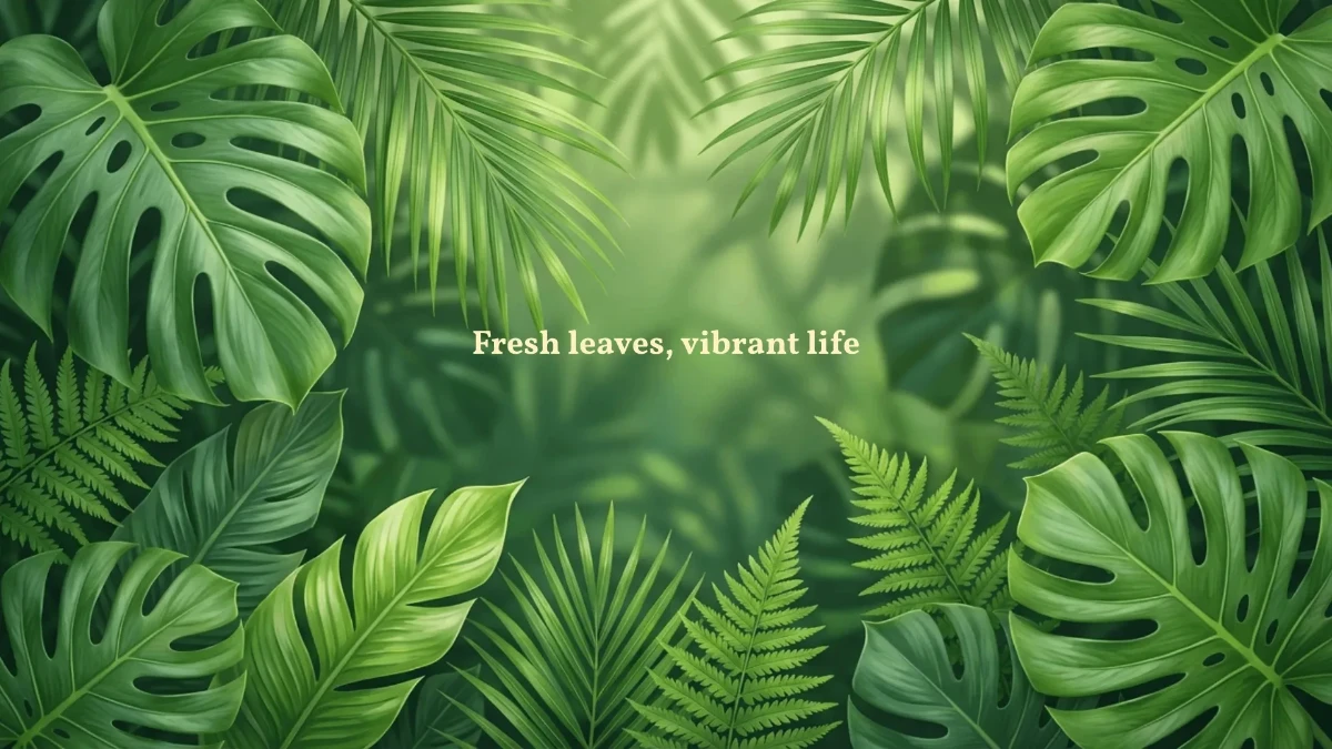 Green Tropical Leaves Background Template to Download
