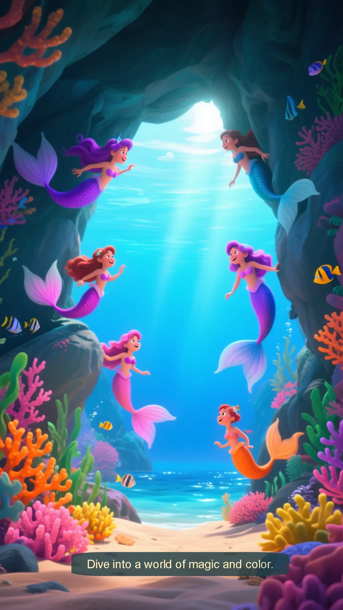 Free Mermaid Cartoon Zoom Background Template to Edit Online