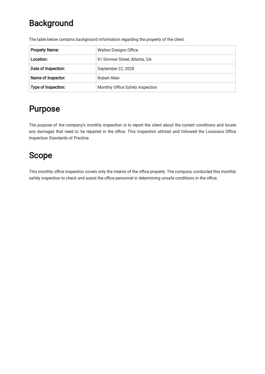 Monthly Safety Inspection Report Template [Free PDF] - Word (DOC ...