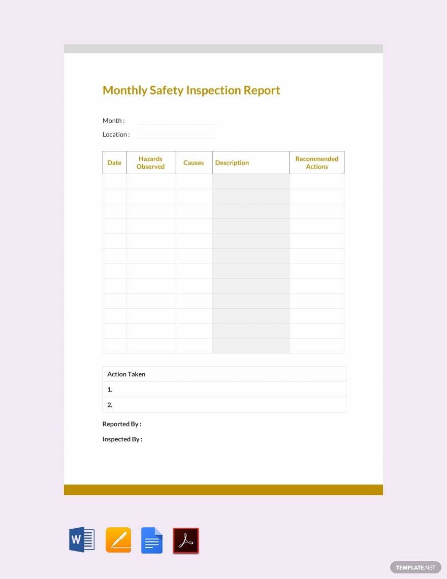 Monthly Safety Inspection Report Template