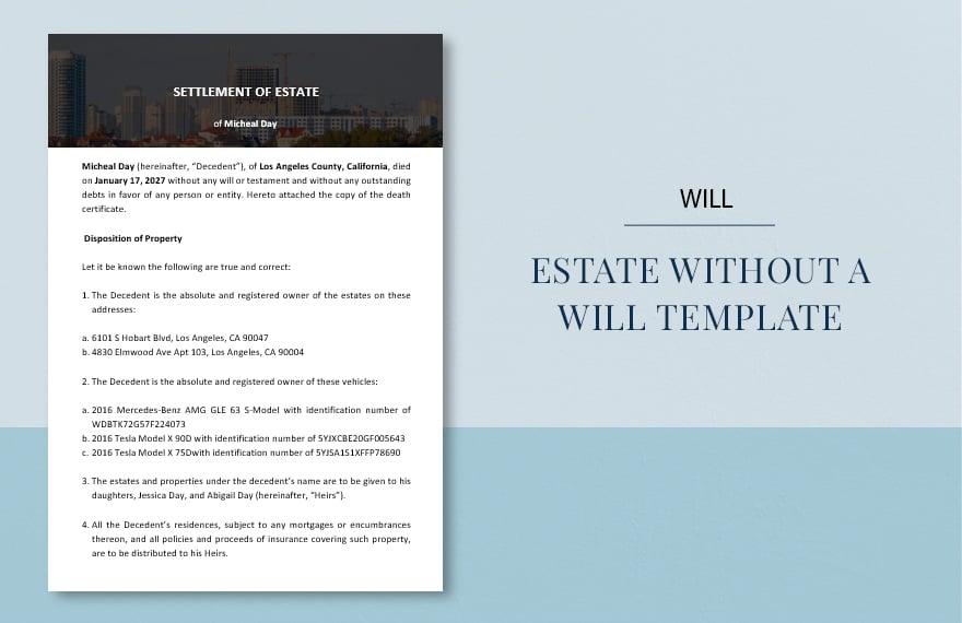 Estate Without A Will Template