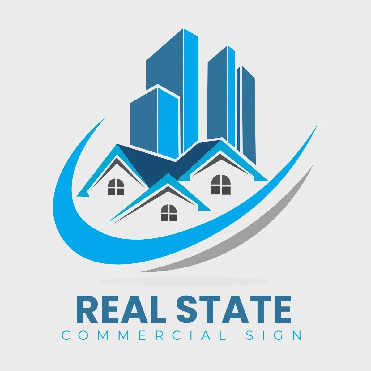 Free Real State Blue Commercial Sign Clip Art Template to Edit Online