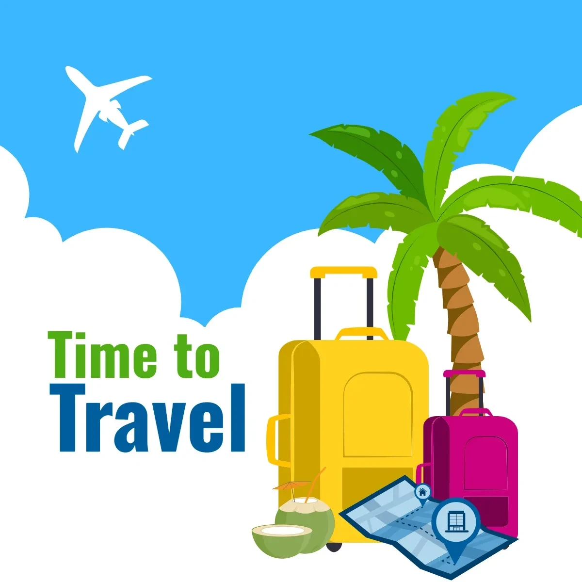 Free Time to Travel Clip Art Template to Edit Online