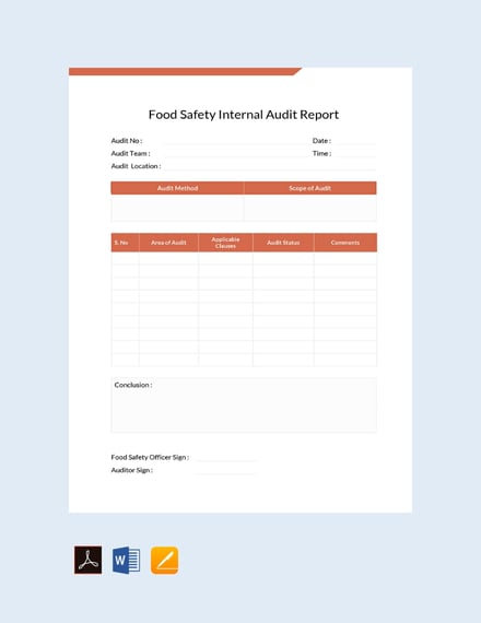 free food safety internal audit report template 440x570